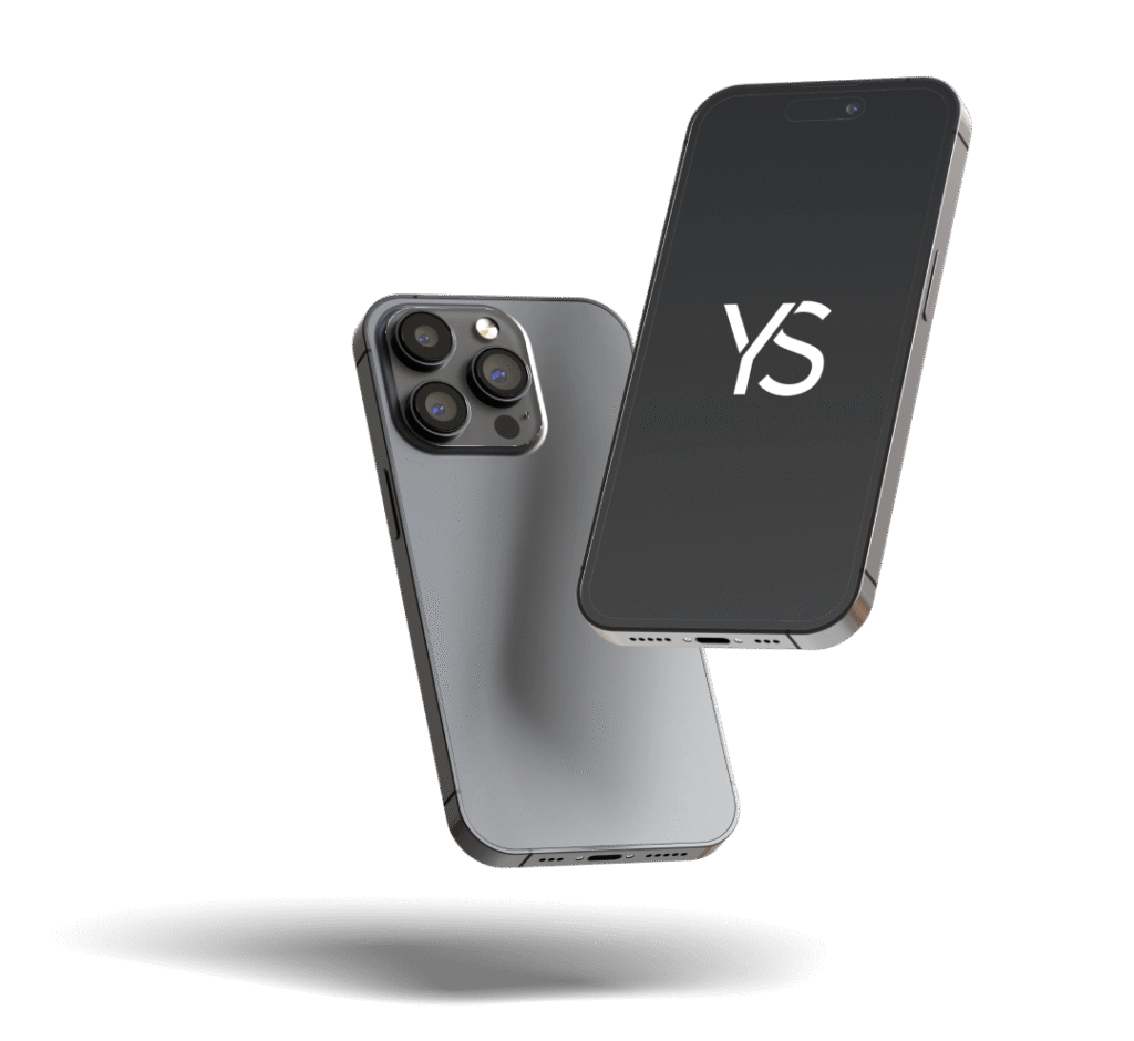 Why us 3 3D smartphone mockup displaying the company logo, featured in the hero section of the strengths page