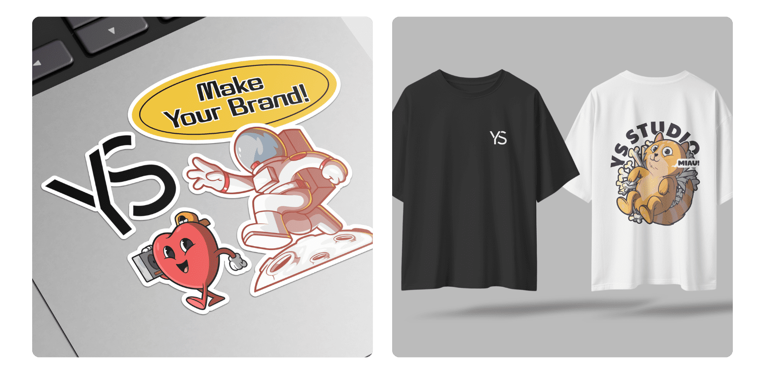 『Make Your Brand!』のメッセージが入ったステッカー。KOLマネジメントエージェンシーによるブランド構築のビジュアル表現。